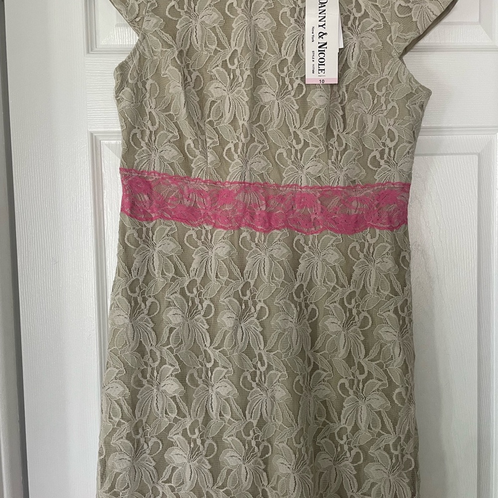 Danny & Nicole Beige Lace Dress